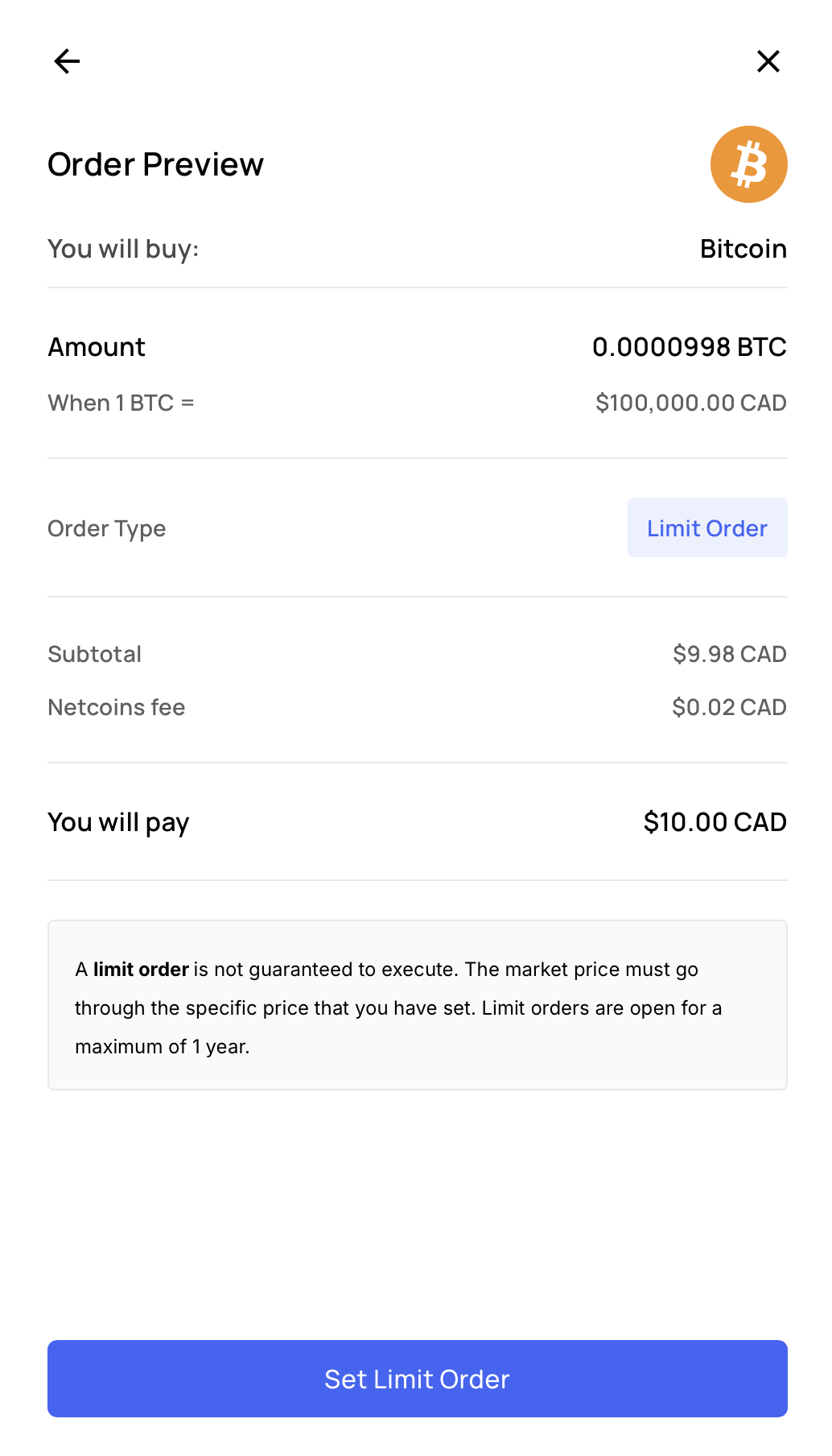 Limit Orders – Netcoins