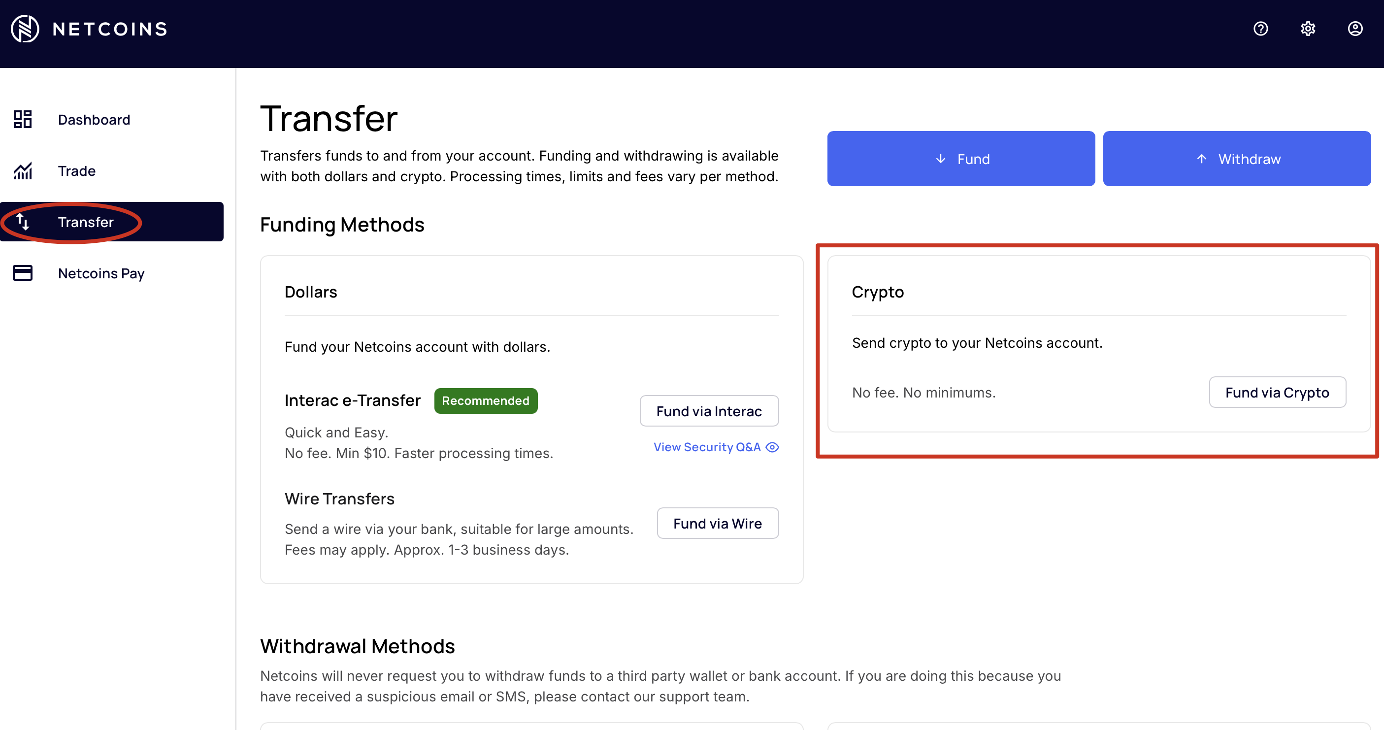 Account Funding - Cryptocurrency – Netcoins
